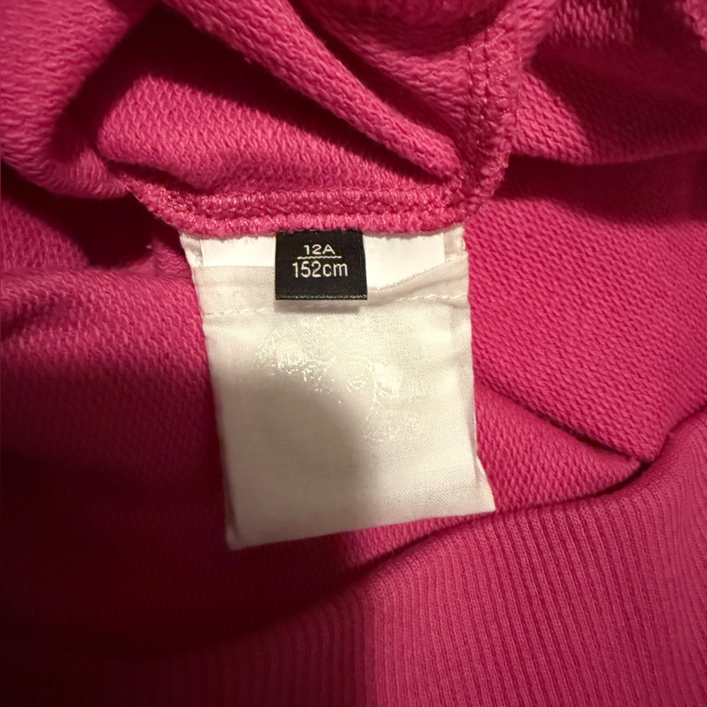 VERSACE Girl's Barocco Crop Hoodie Fuchsia Pink & Gold Yellow Jumper Baroque 12 - Picture 5 of 9